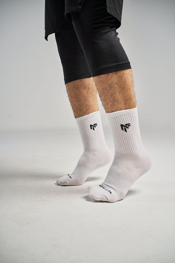 Cotton Sports Crew Socks – White