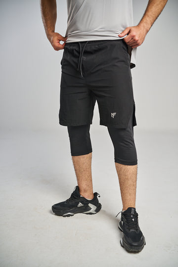 Men's 2-in-1 Performance Training Shorts – Black